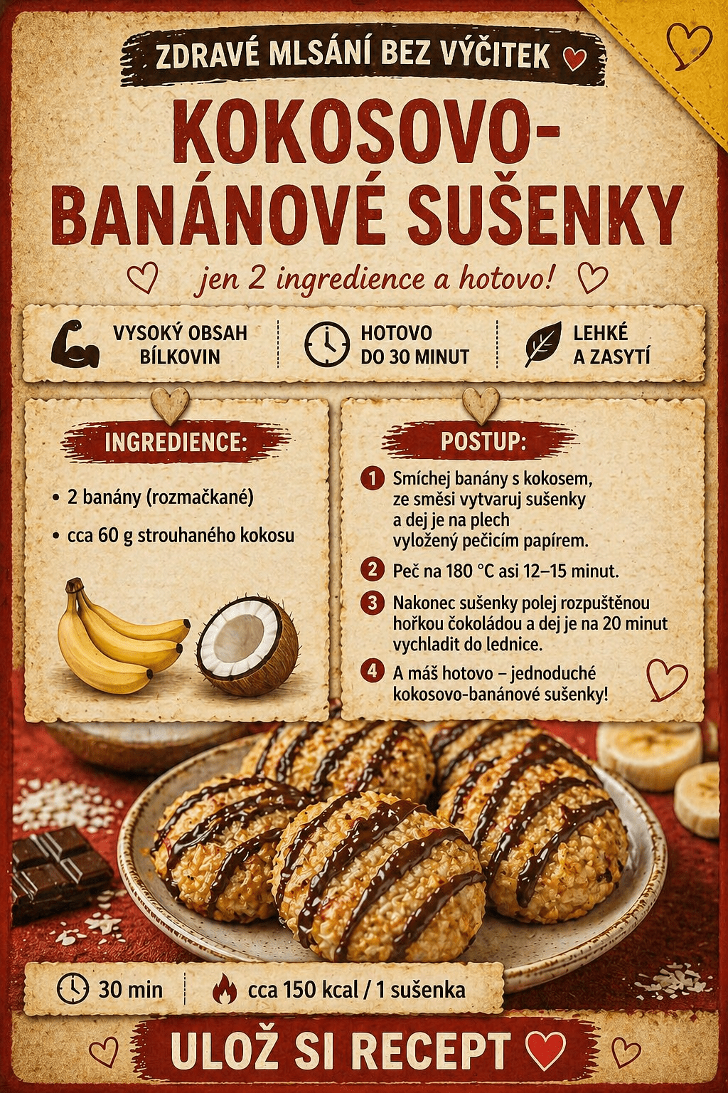 Kokosovo – banánové sušenky (jen ze 2&nbsp;ingrediencí)